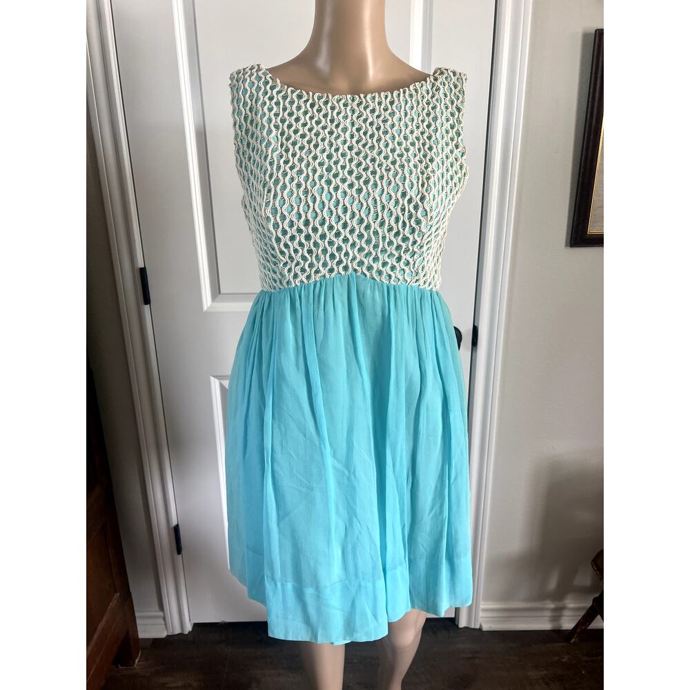 Vintage blue and white party dress ILGWU